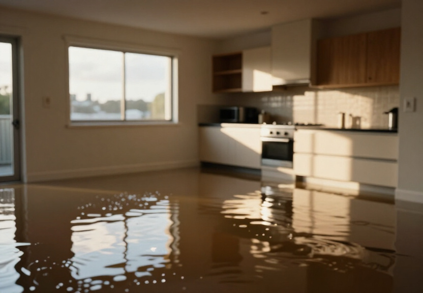Flooded retail space in McMahons Point before restoration
